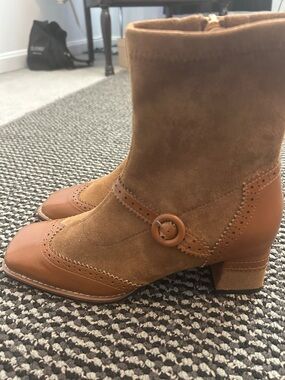 Women’s Tan Mid‑Heel Ankle Boots